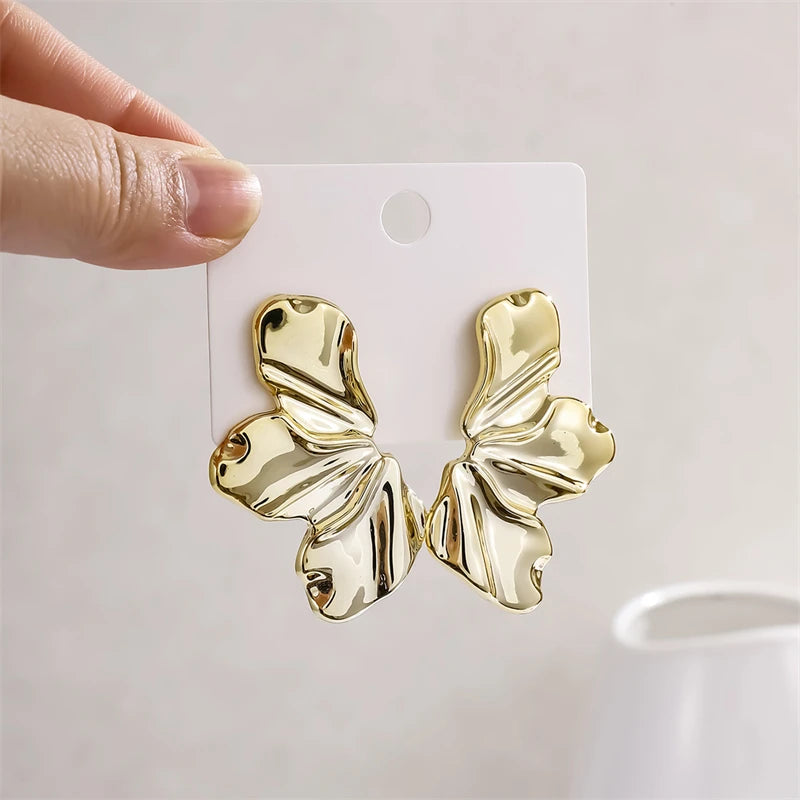 Gold Color Irregular Metal Dangle Earrings