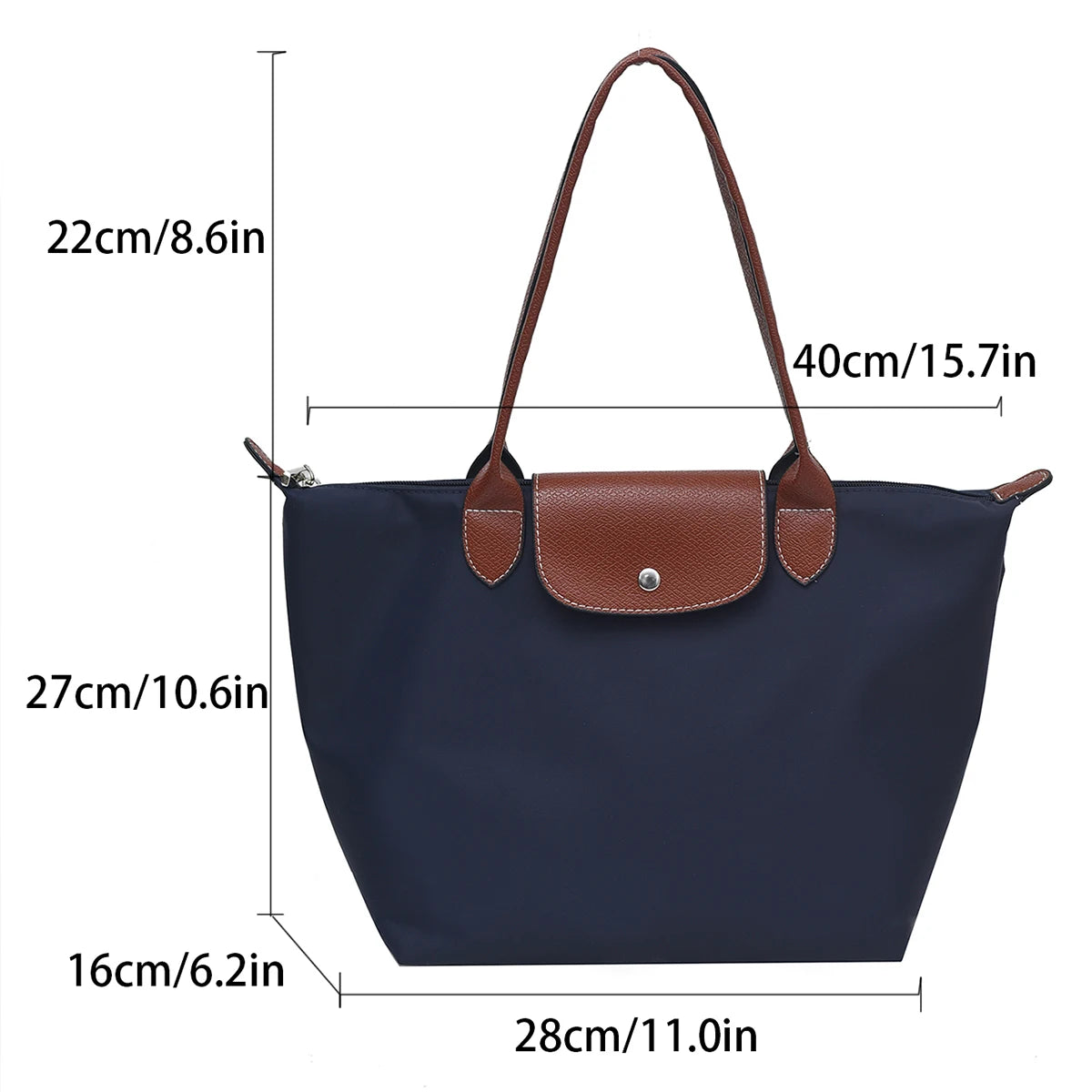 Solid Color Large Capacity Bag Magnetic Snap