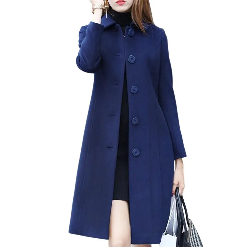 S-4XL Coat Mid-Length Single-Breasted Solid Color