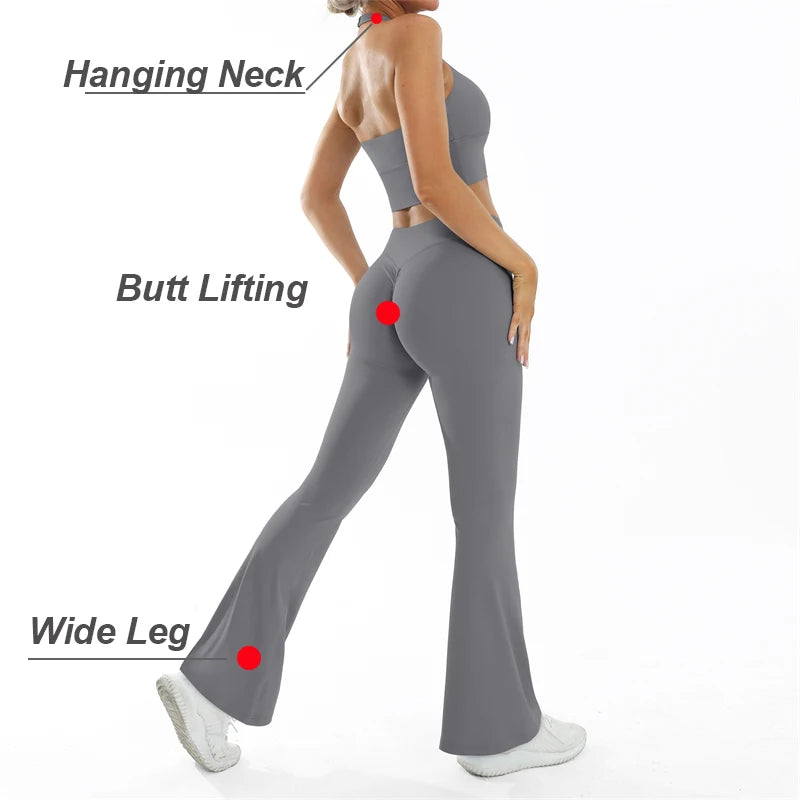 Yoga Set  Sexy Sports Bra/ Flared Leggings