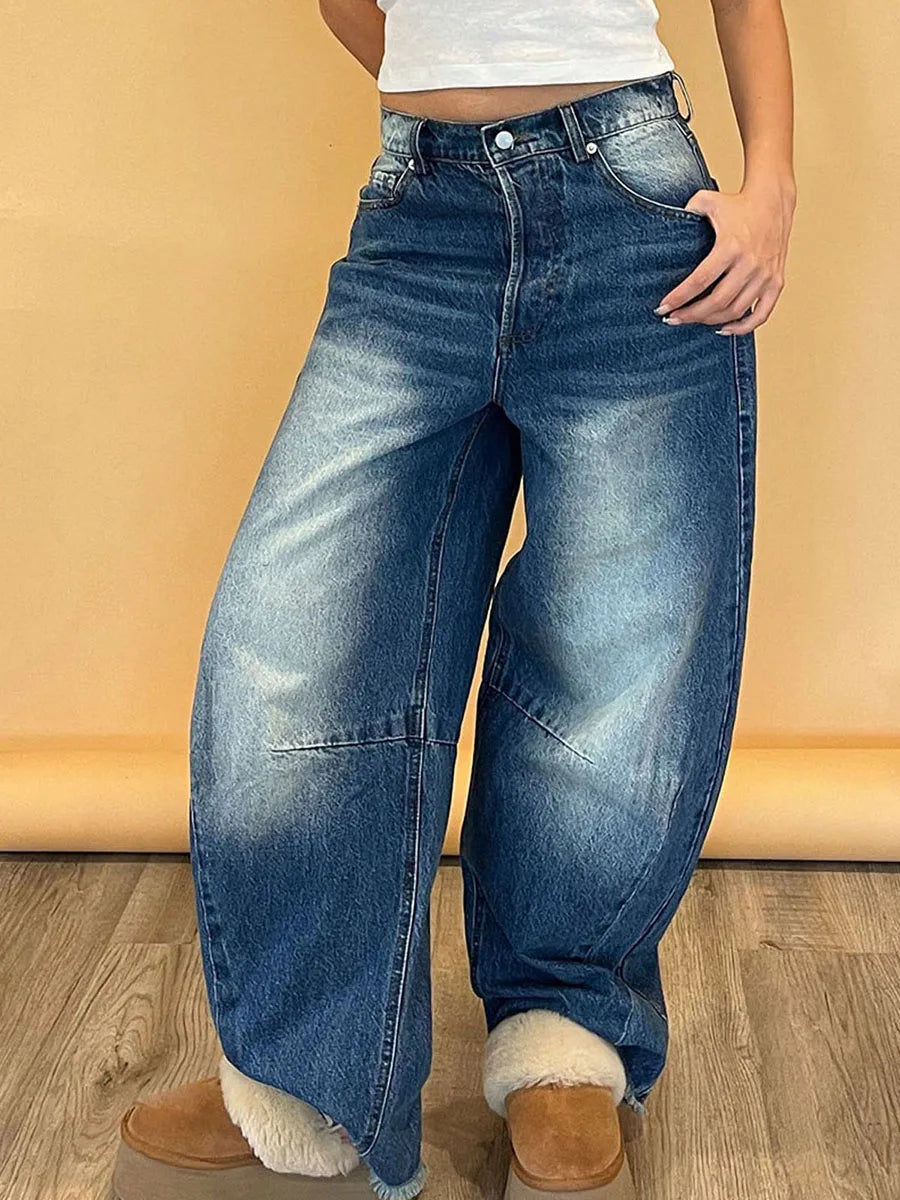 Women s Vintage High Waist Wide Leg Jeans