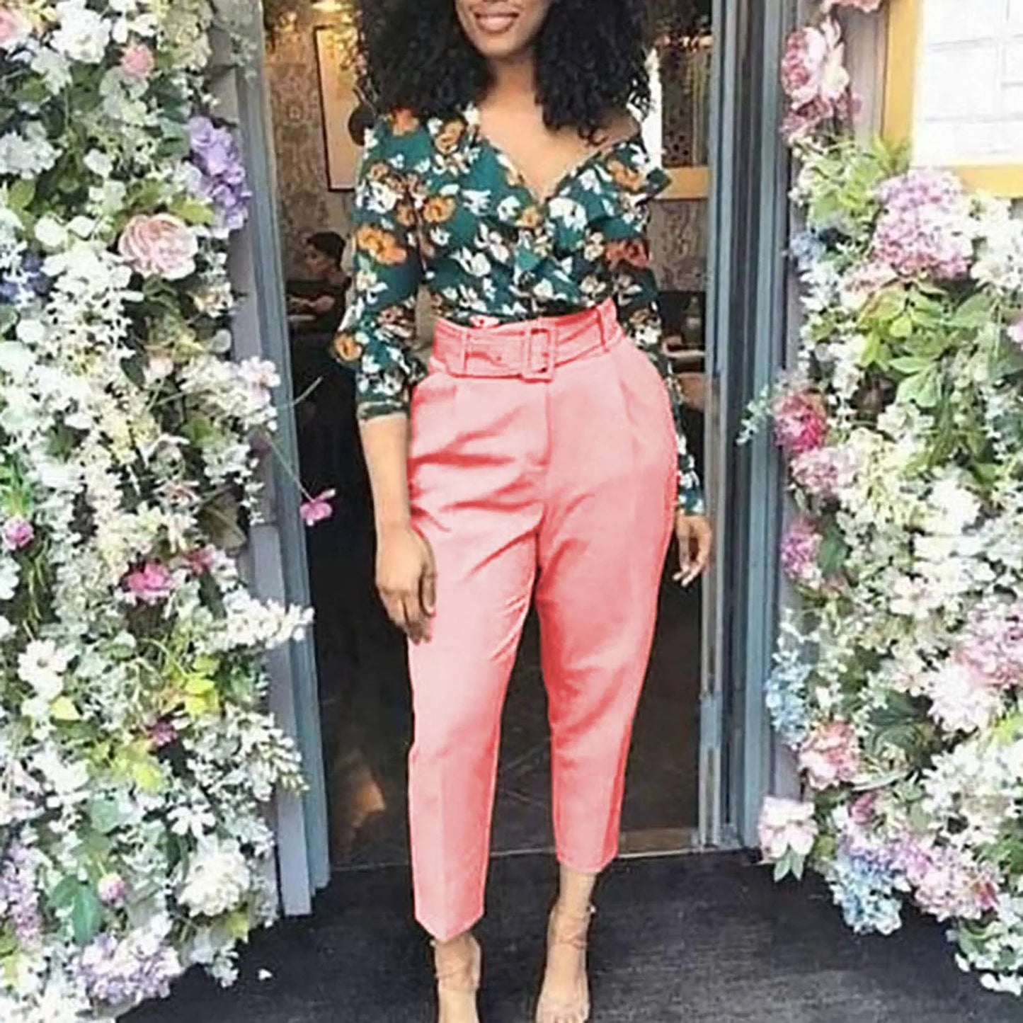 High Waist Casual Trousers Slim Fit Pant