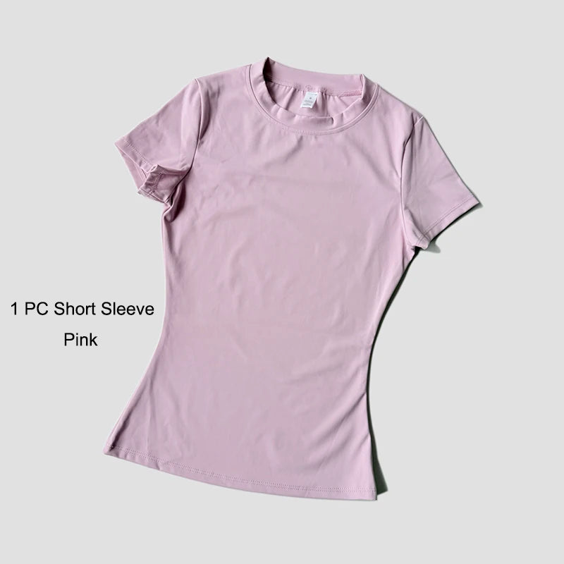 Yoga Set Seamless  Short Sleeve Crop Top