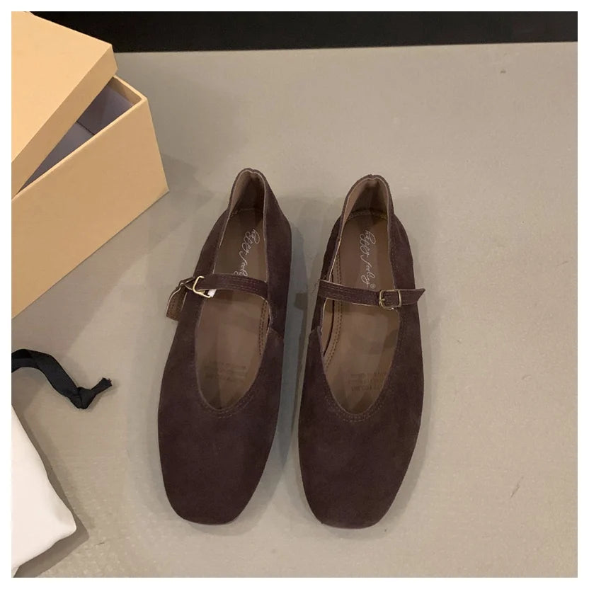 Fashion Flat Ballet Shoes  Leather Round Toe