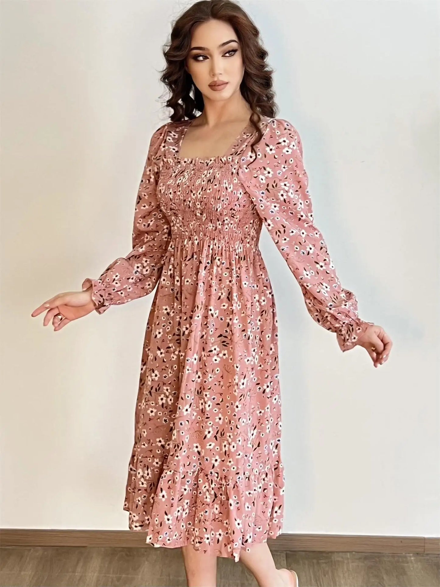 Chiffon Dresses A-line Elastic Chest Lace Midi