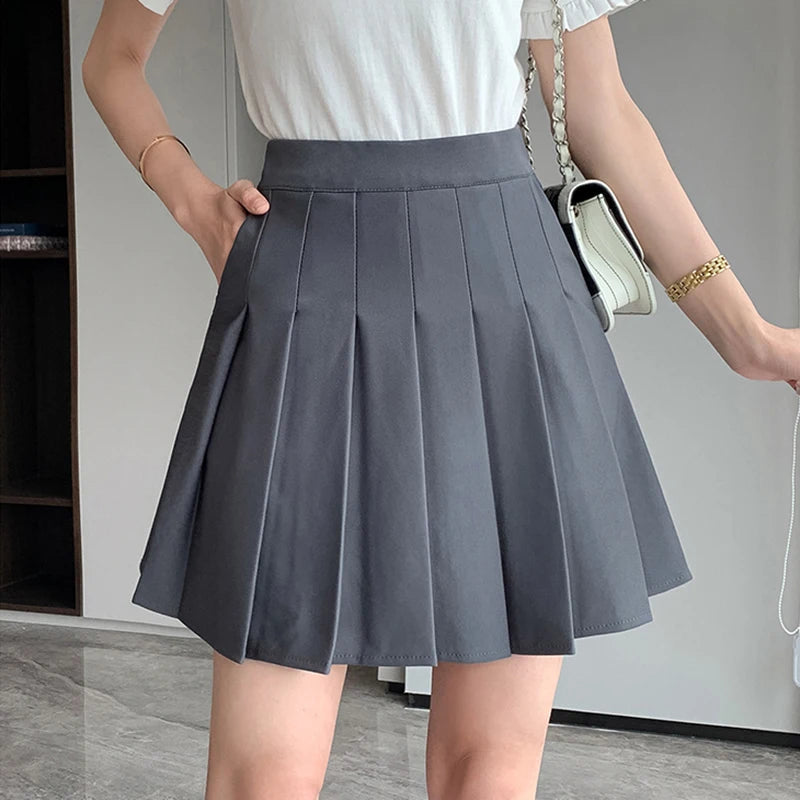 Elastic High Waist A-Line Mini Skirt
