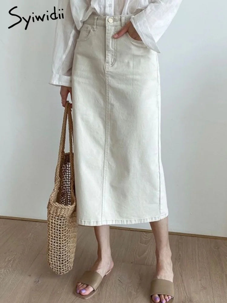 Denim Long Skirts  A Line