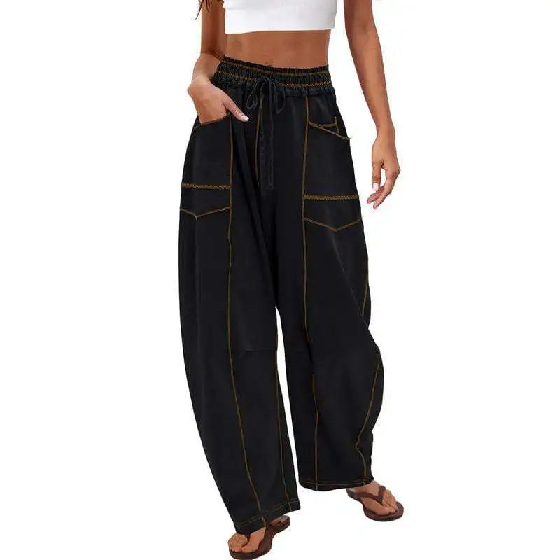Versatile Elastic Straight Leg  High Waisted Pants