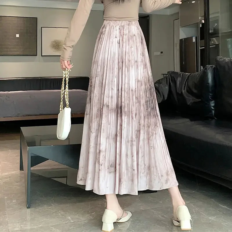 Long Pleated  Skirt High Waist  Chiffon