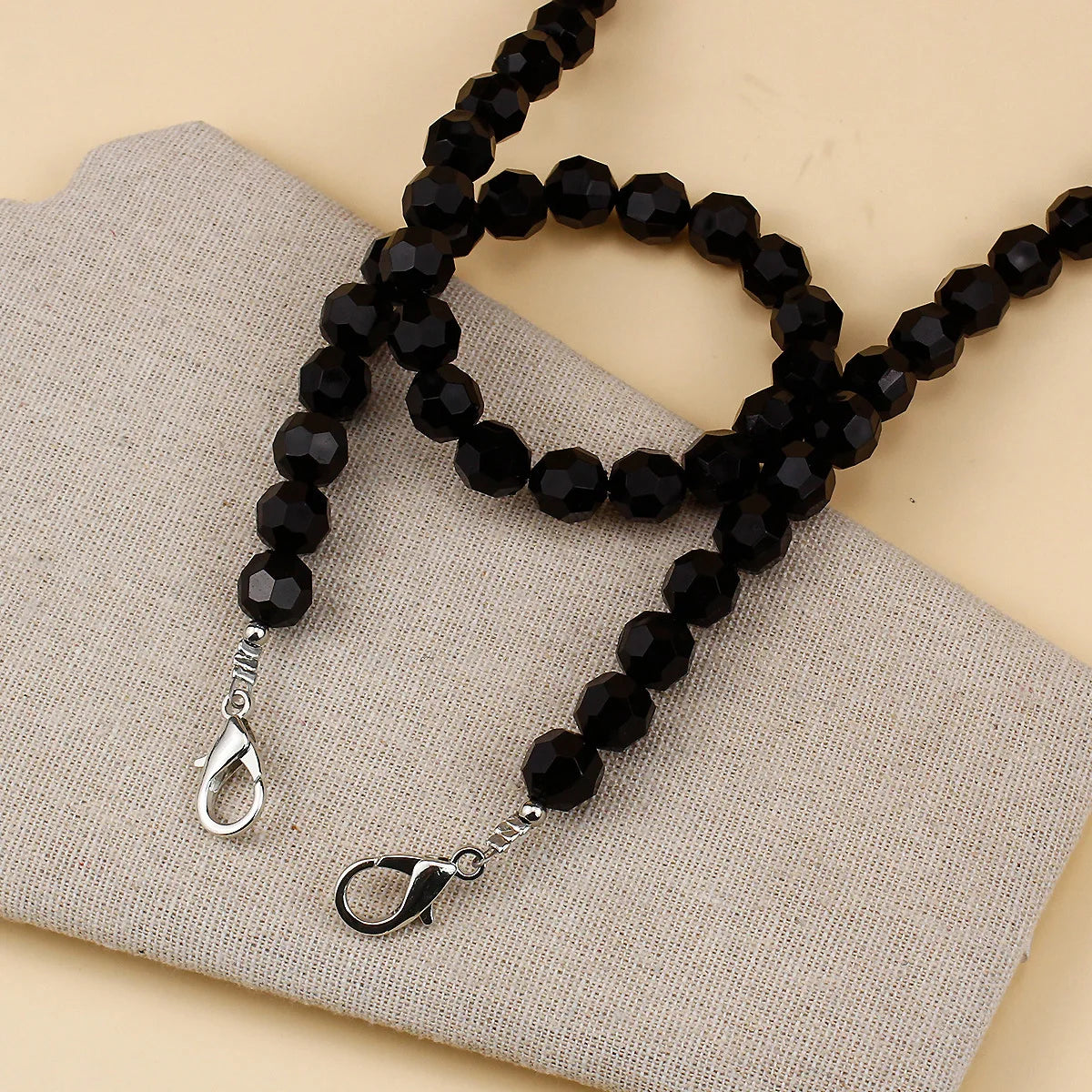 Black Bead Phone Chain Lanyard Crossbody