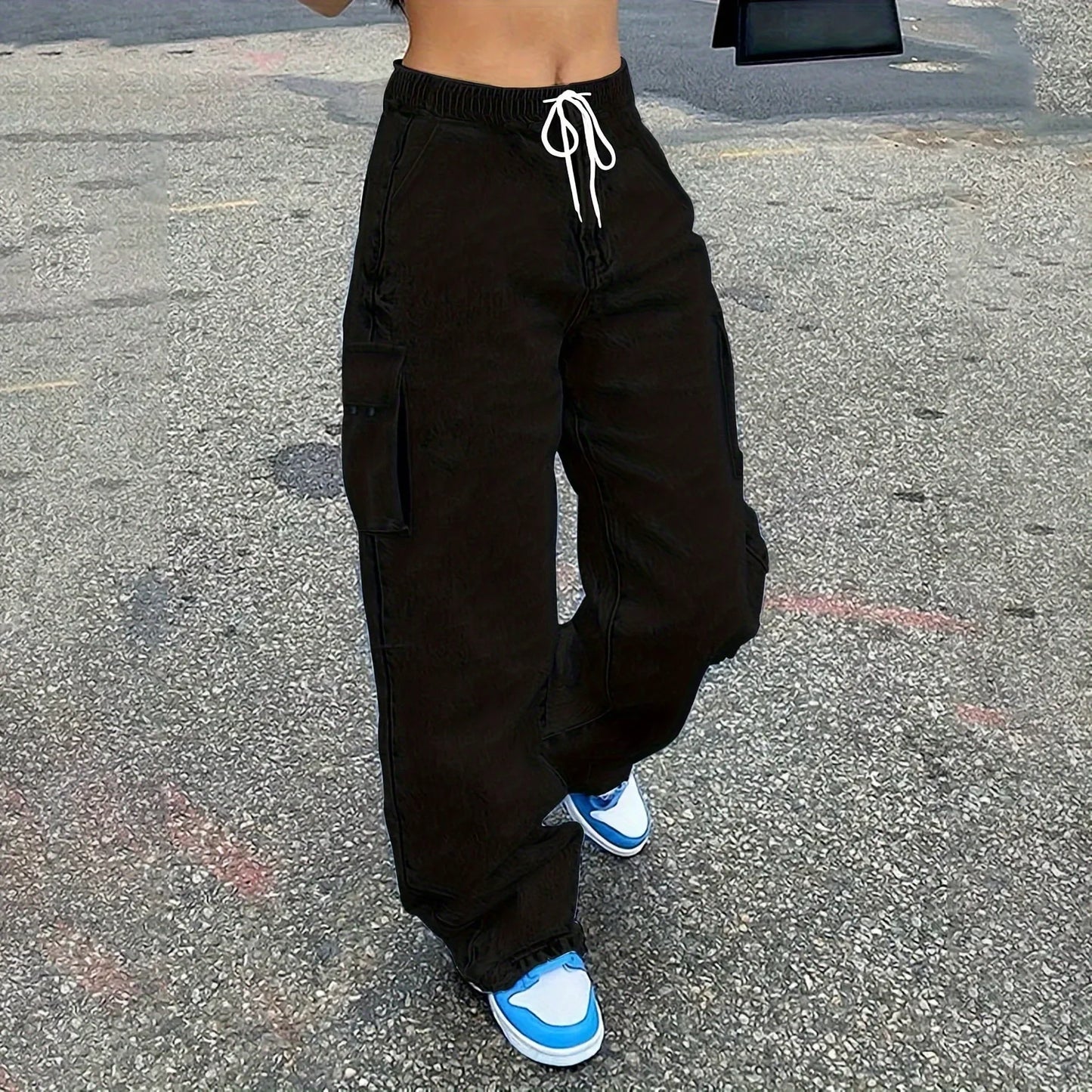 Cargo Jeans Multiple Pockets High Waist