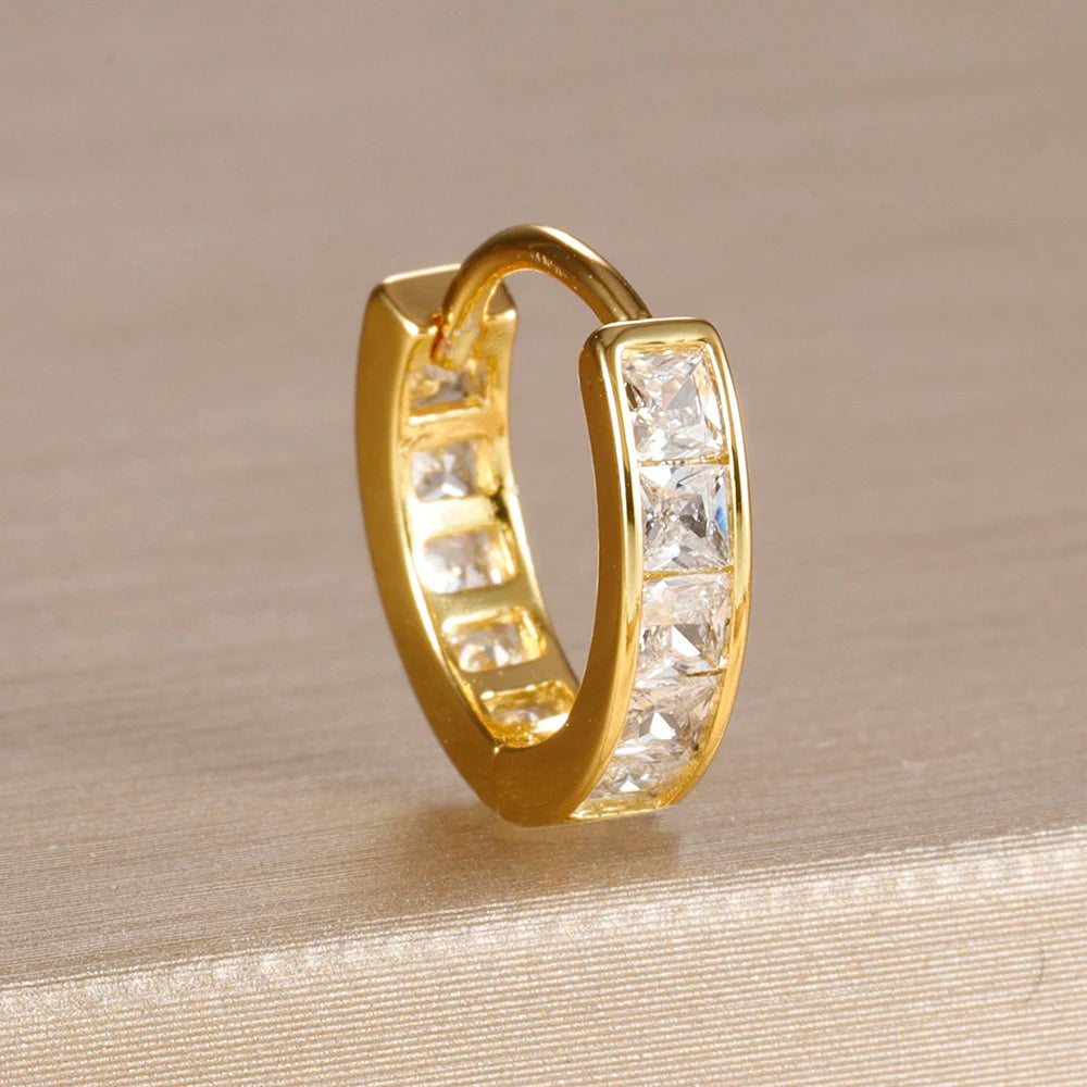 18K Gold Plated Stainless Steel Round Circle Earrings