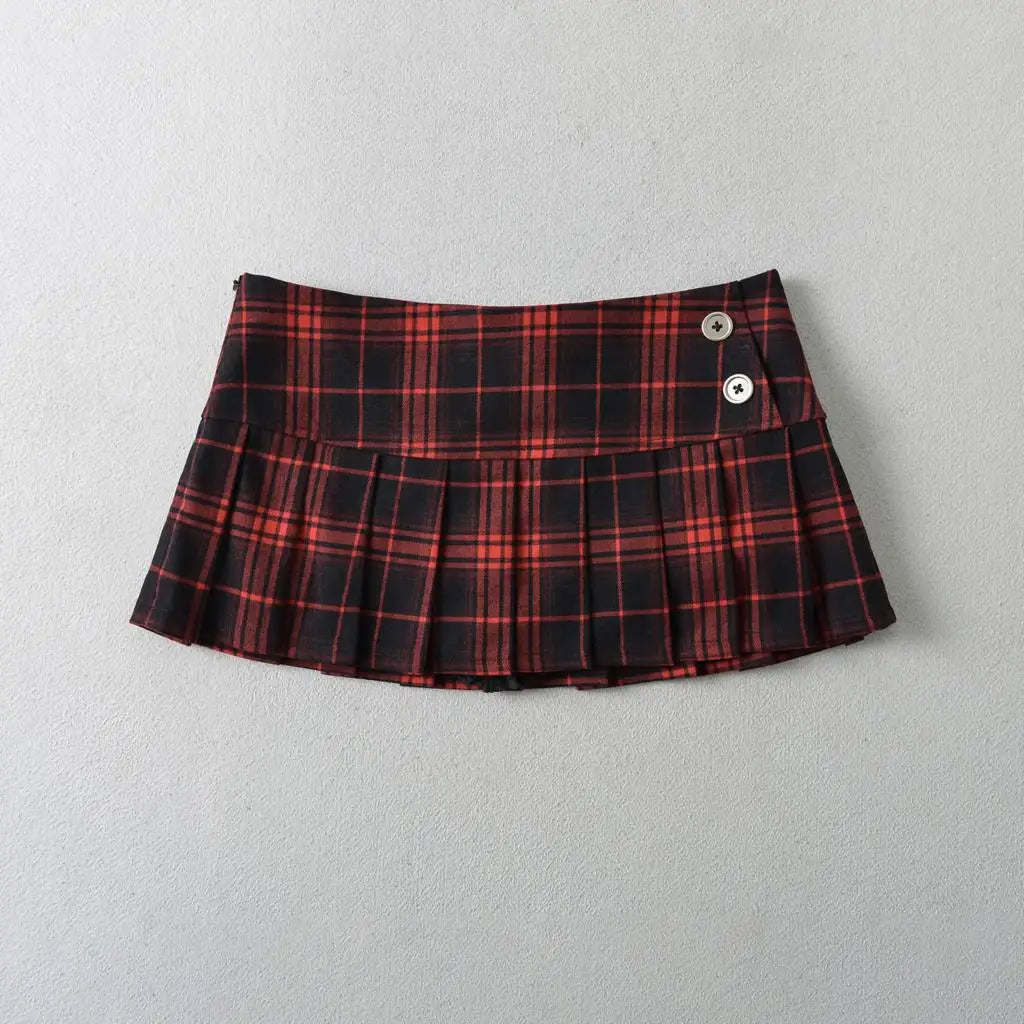 Mini Pleated plaid skirts preppy style