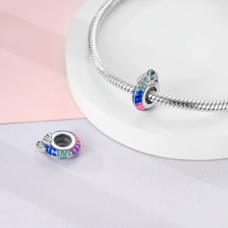 925 Silver Charms Colorful Pendants Charm Bracelet