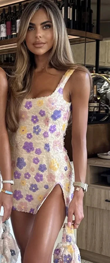 Rhombus Sequins Mini Dress