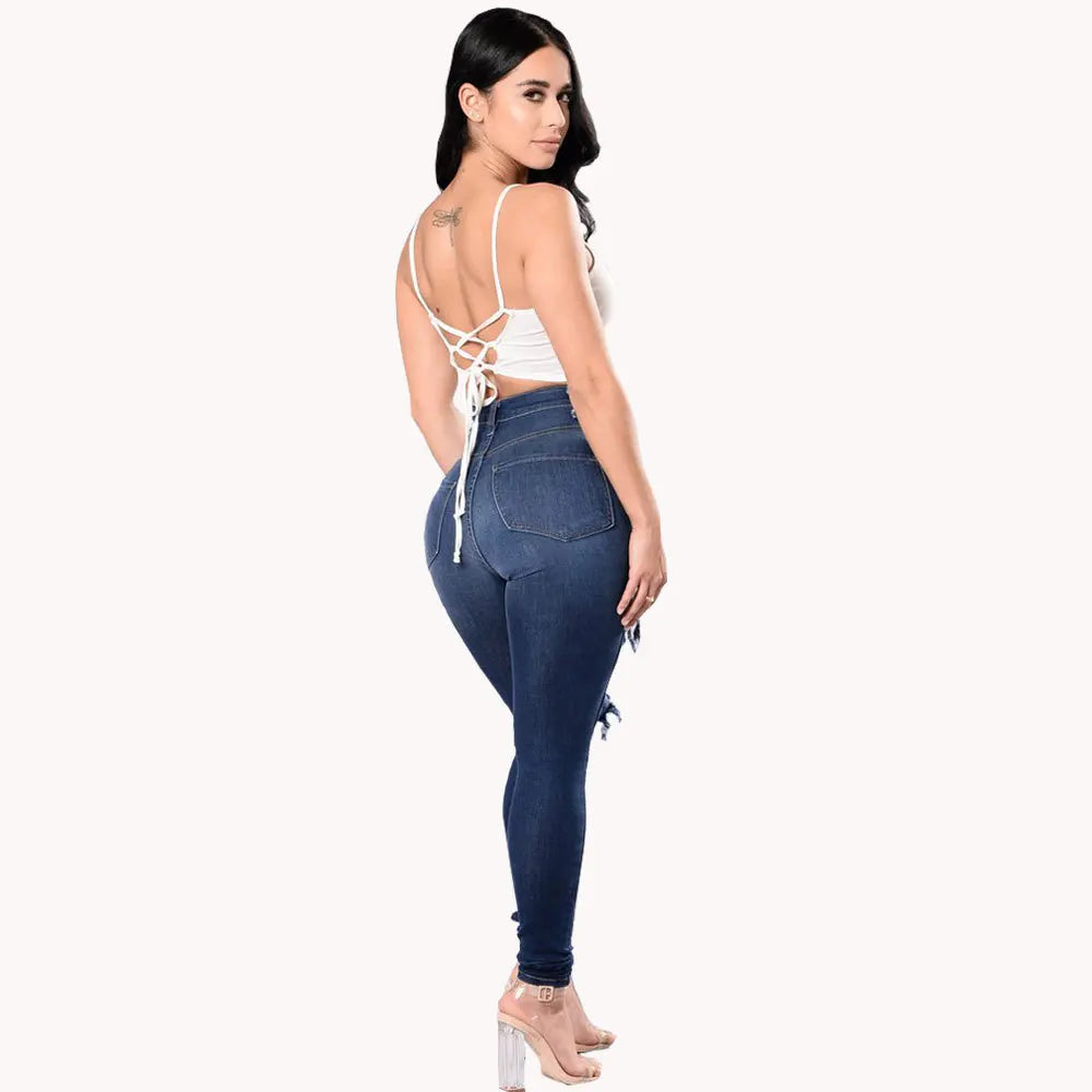 High Waist Ripped Jeans Trousers S-3XL