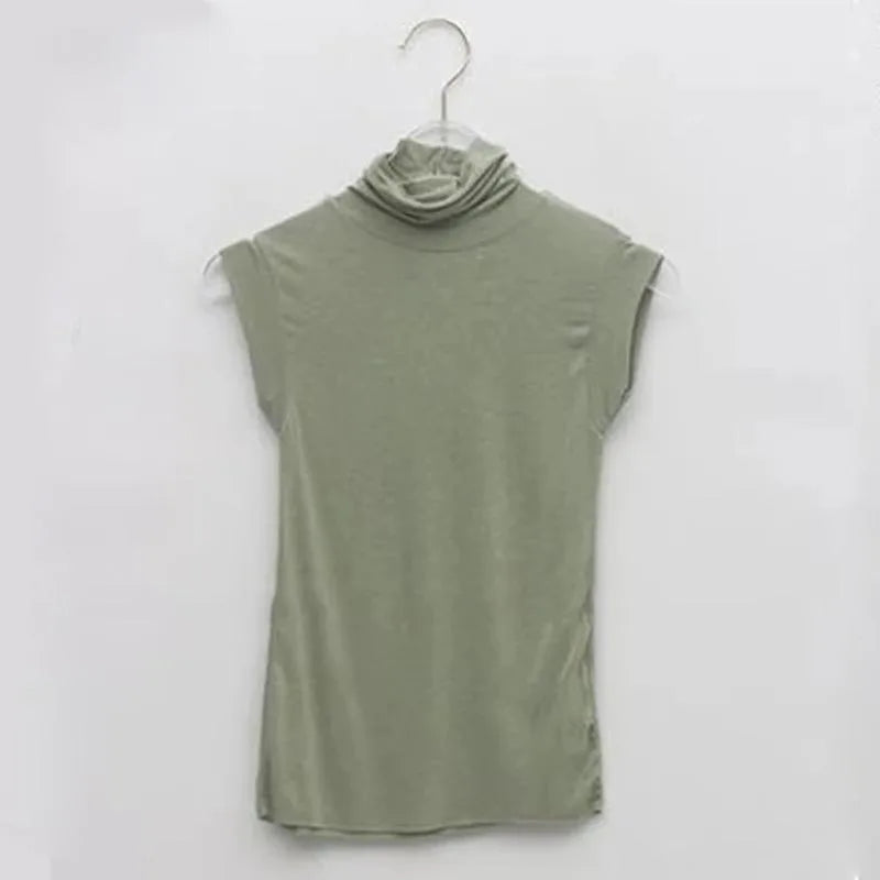 Blouse Sleeveless  Turtleneck Corset Tops