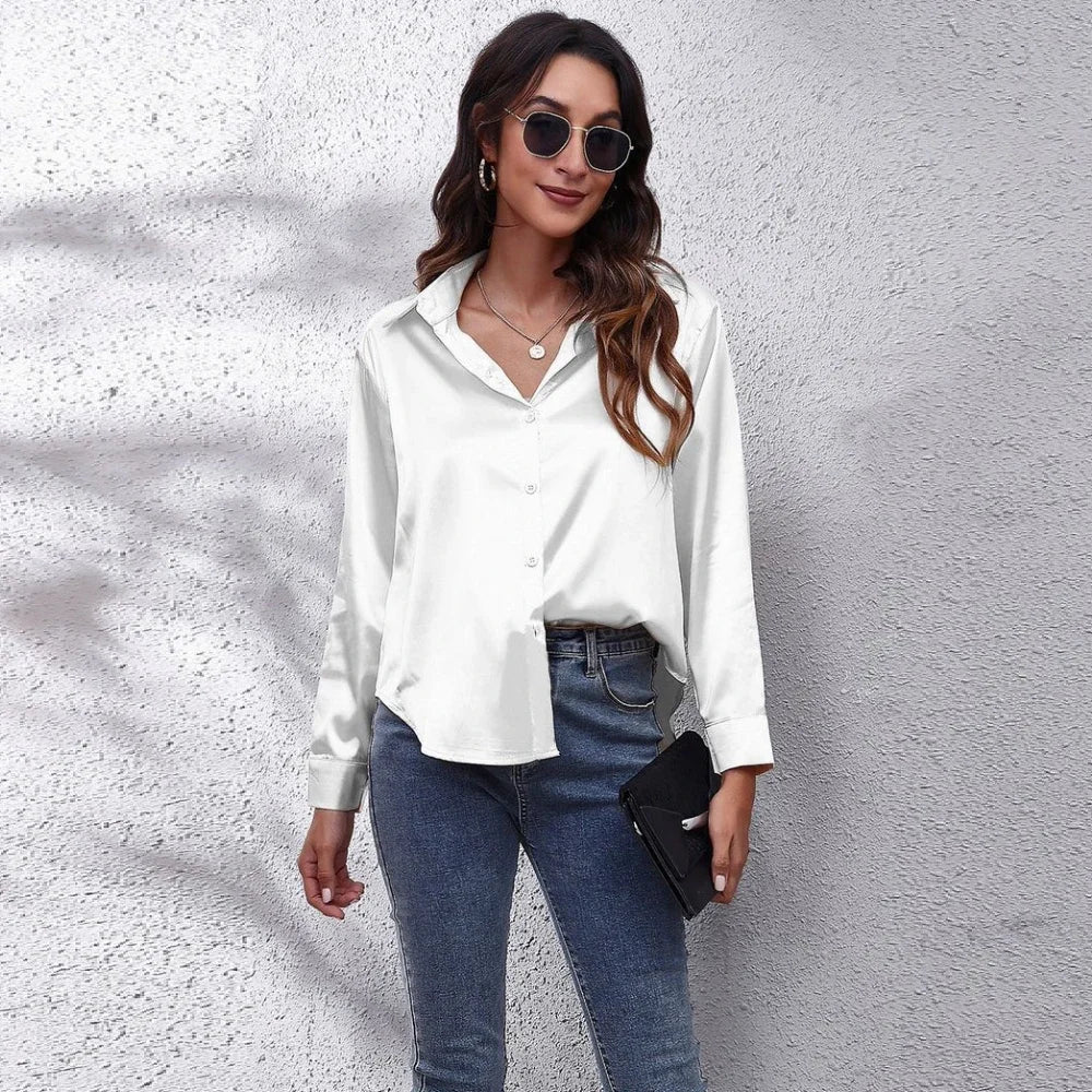 Casual Satin Blouse Long Sleeve