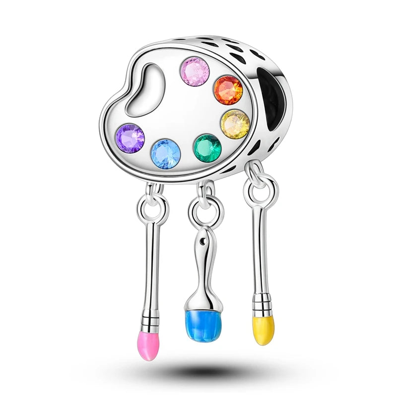 925 Silver Charms Colorful Pendants Charm Bracelet