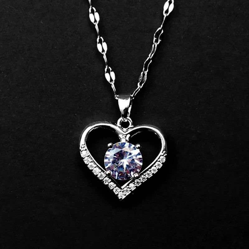 Artificial Gems Heart Pendant Necklace for women