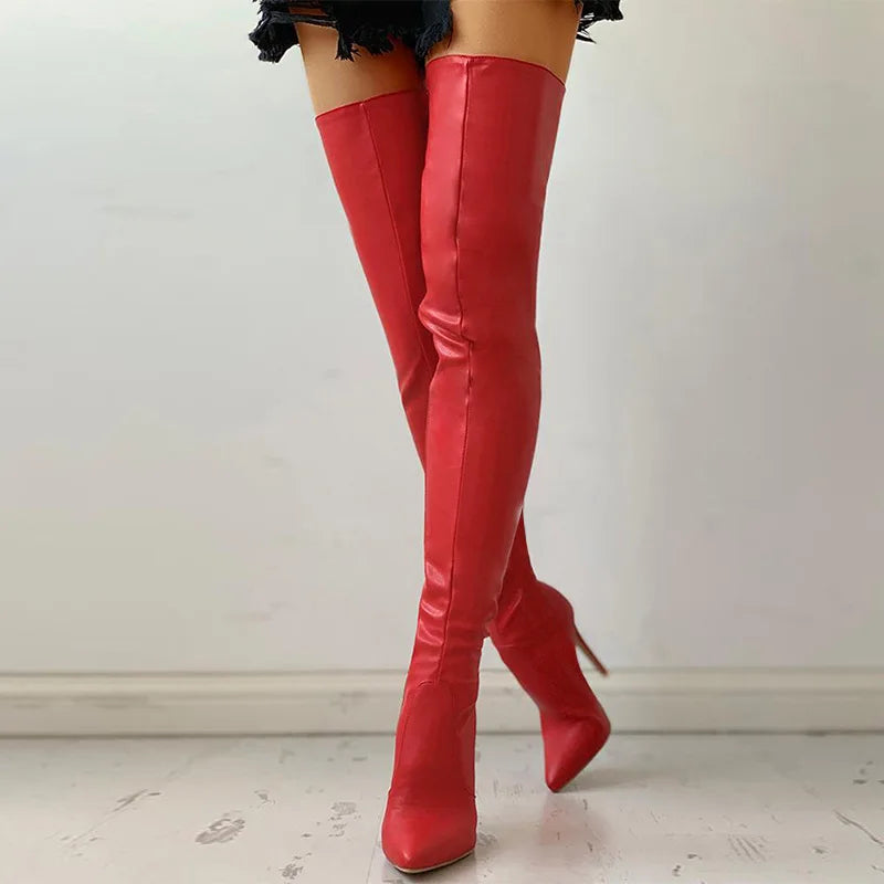 Over The Knee Boots  Zip Sexy Black