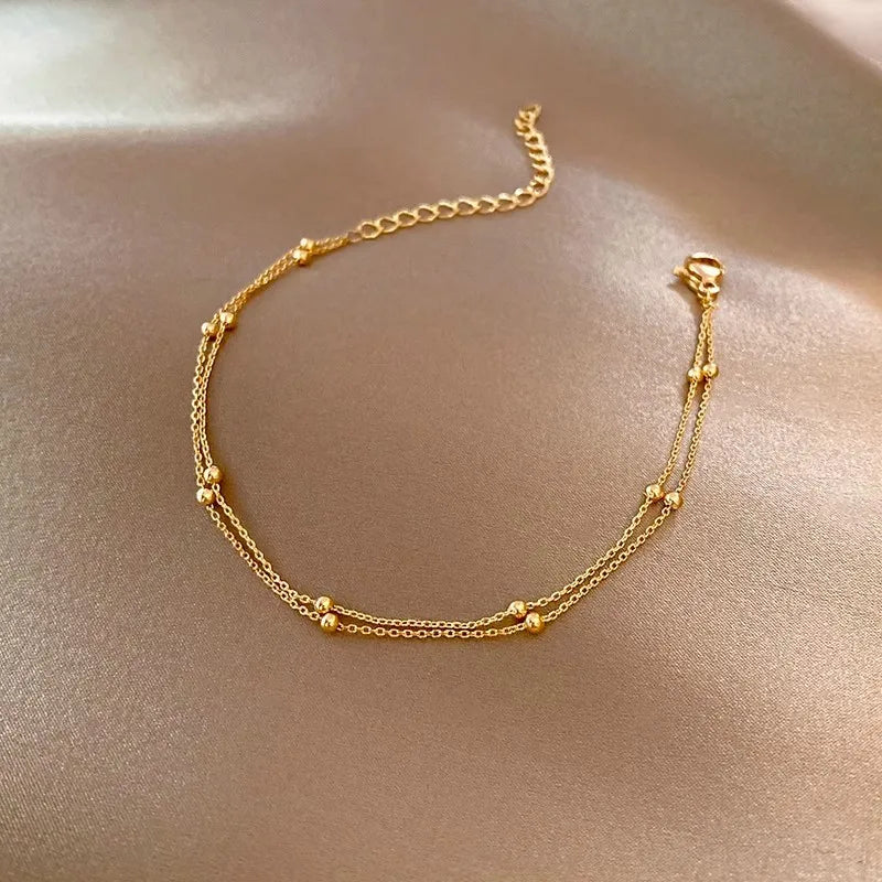 Small Ball Bracelet Gold Plated  Cuff Bracelets