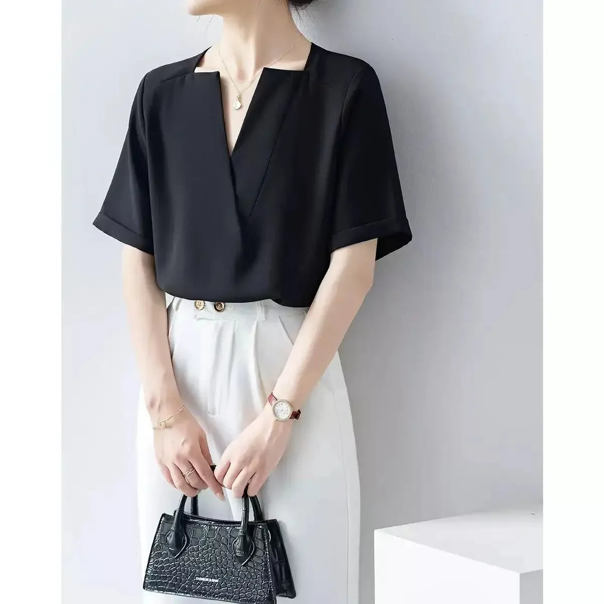 Women Chiffon With Short Sleeve