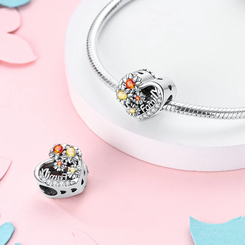 925 Silver Charms Colorful Pendants Charm Bracelet