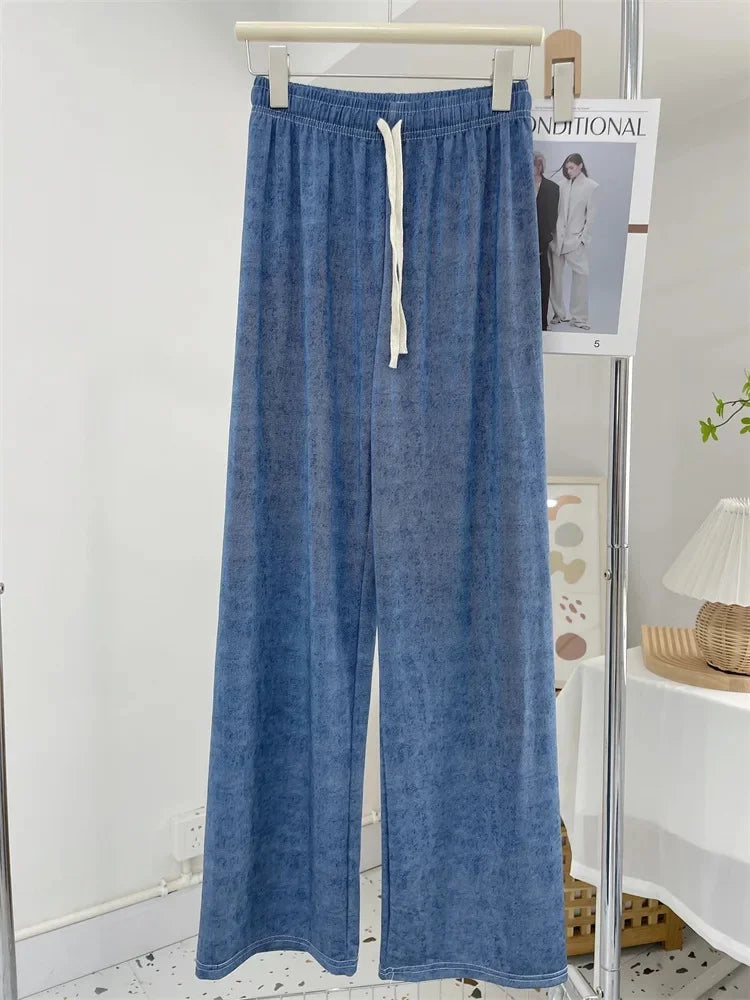 Ice Silk Wide Leg, High Waist Pant