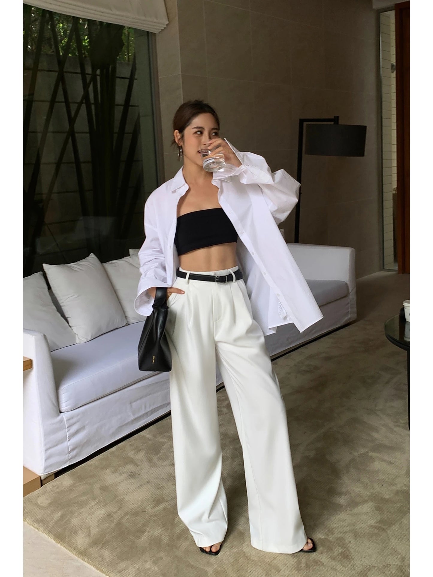 High-waisted Wide-leg Suit  Loose Trousers