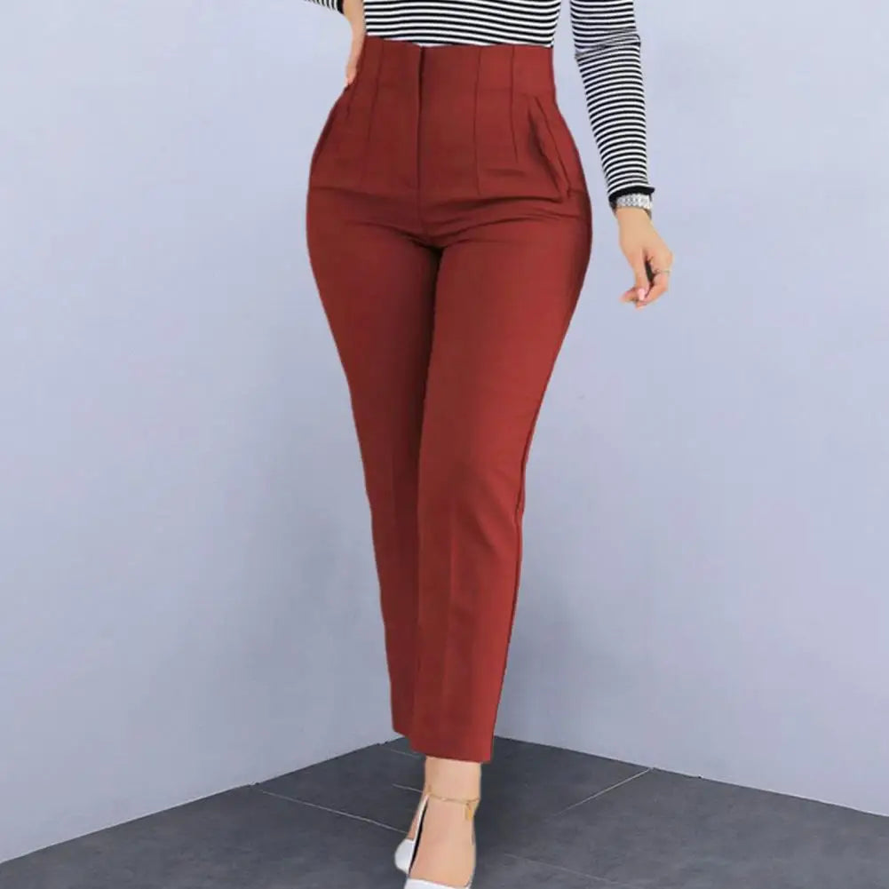 Fashion Side Pockets Straight Pants  Zipper Fly