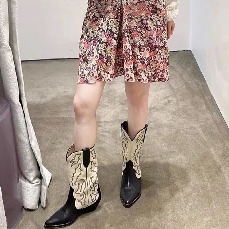 Embroidery Women Western Cowboy Boots