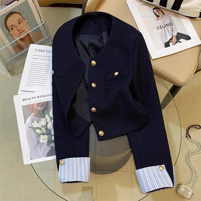 Jacket Fashion Blazer Coat Navy Blue