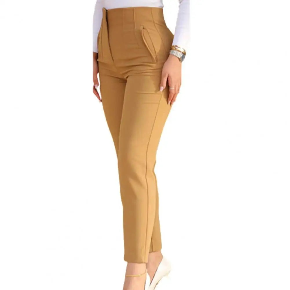 Fashion Side Pockets Straight Pants  Zipper Fly