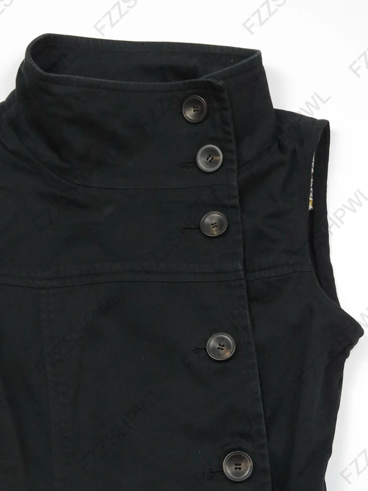 Crop Top Sexy Slim Casual Button-Down Turtleneck