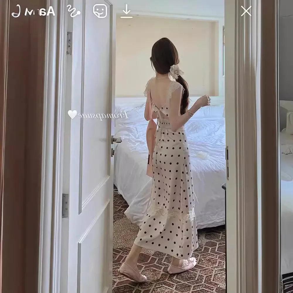 Waist-fitted Long Dress Open-back