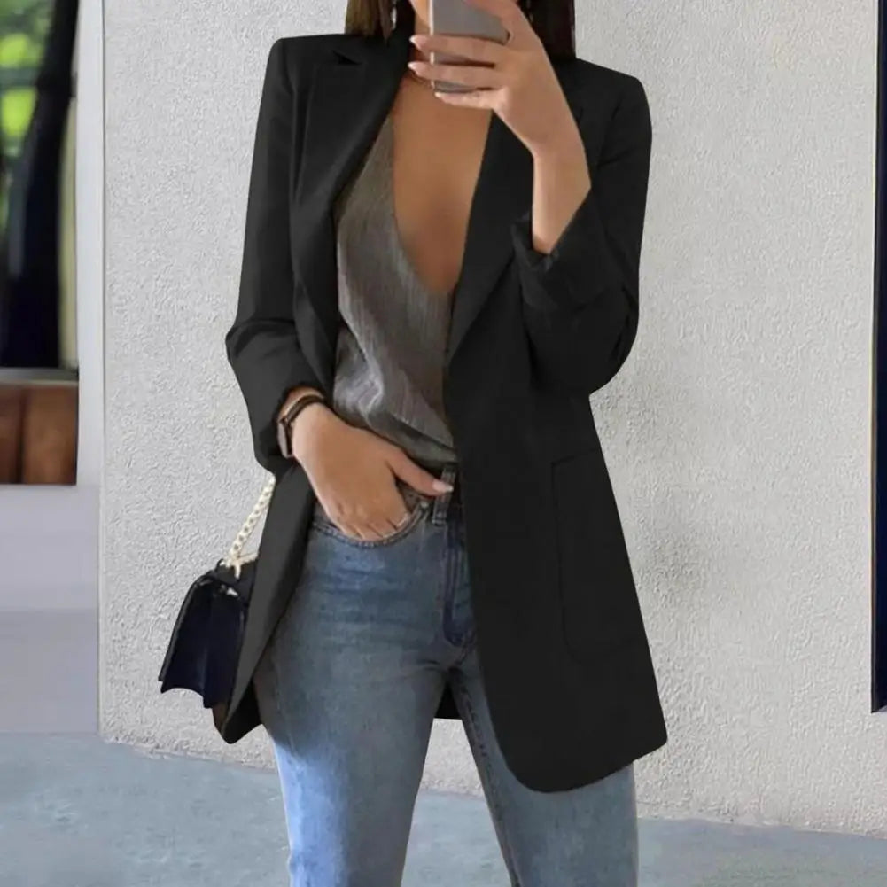 Solid Color Suit Jacket Women Long Sleeve