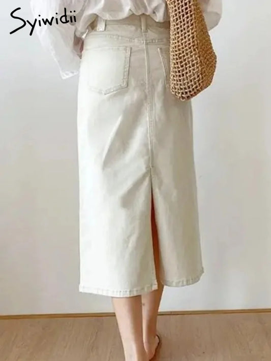 Denim Long Skirts  A Line