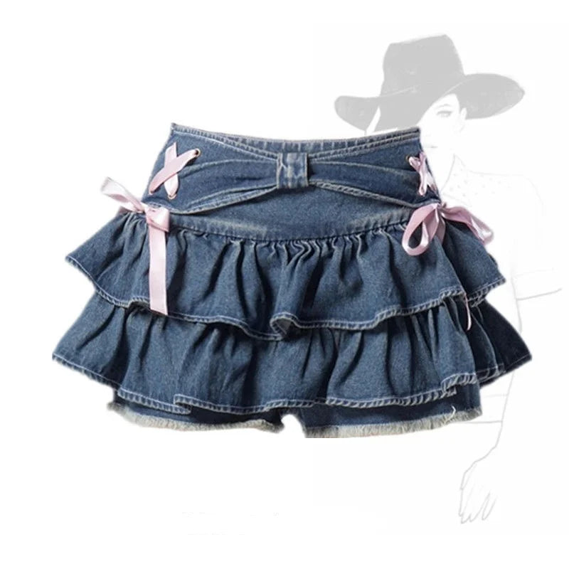 Pleated  A-line Short Skirt Built in Shorts