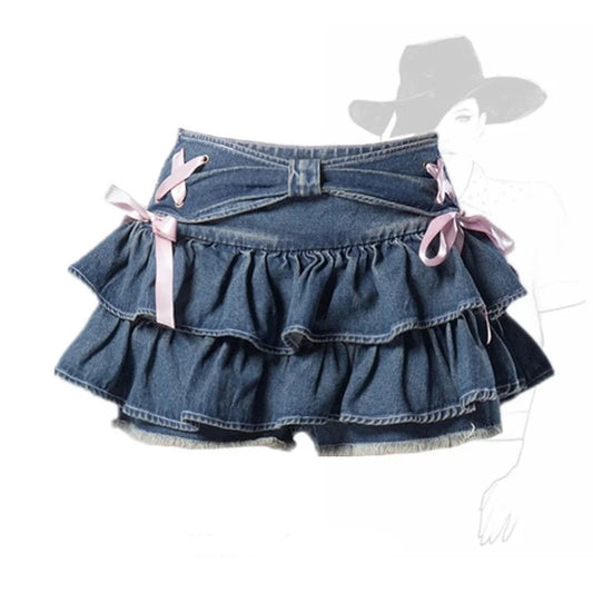 Pleated  A-line Short Skirt Built in Shorts
