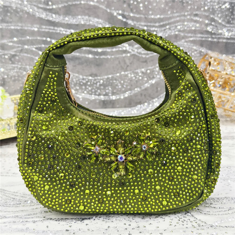 Pointed Toe High Heels,  Bags Set With Rhinestone