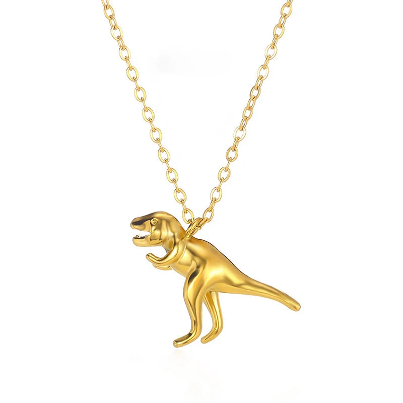 Stainless Steel Dinosaur Necklace Men Boys