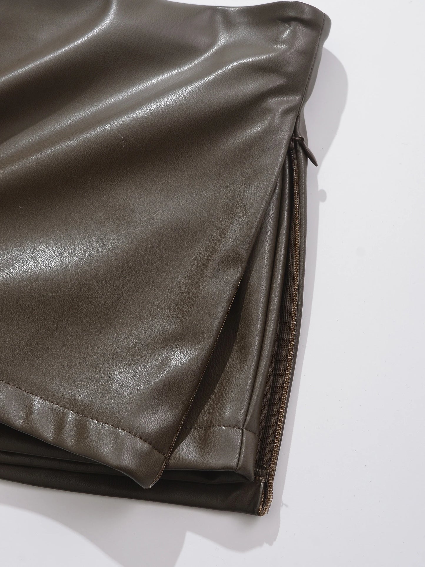 Low Rise Skirts Split Leather Skirt With Shorts