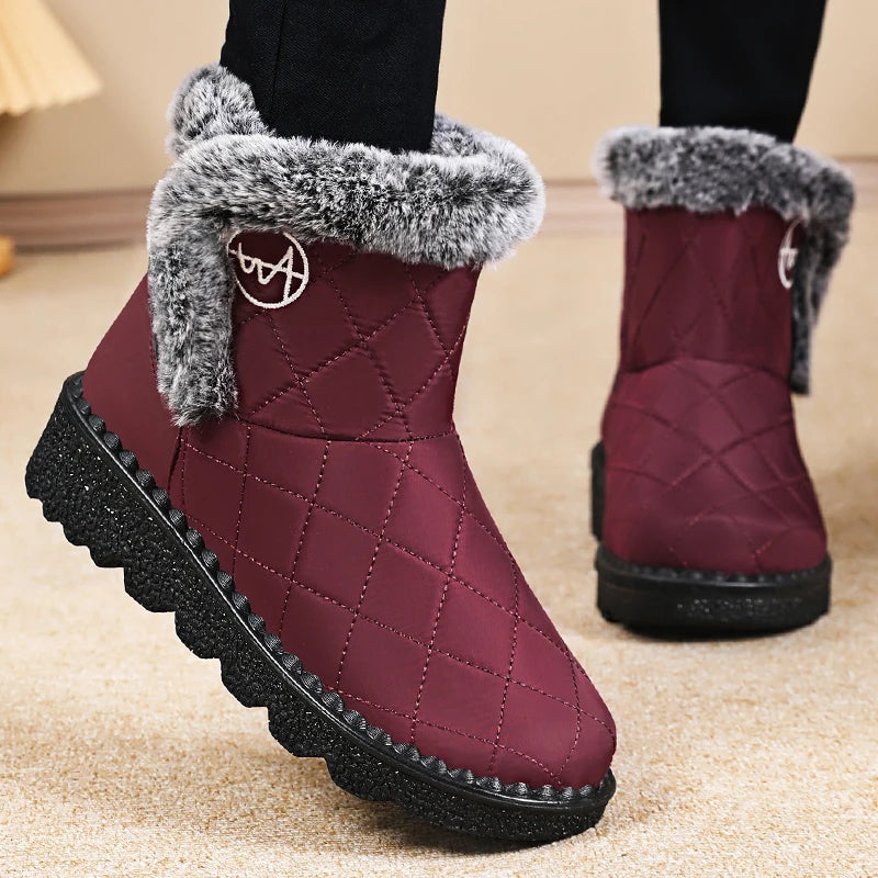 Winter Women's Waterproof Snow Boots Thick-soled