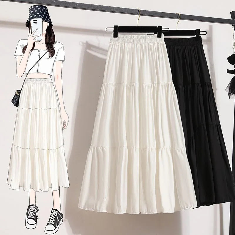 White/Black Long  High Waist  A-line
