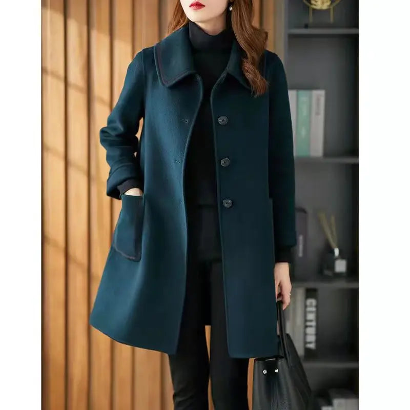 Wool Coat  Loose Mid-length Double-side