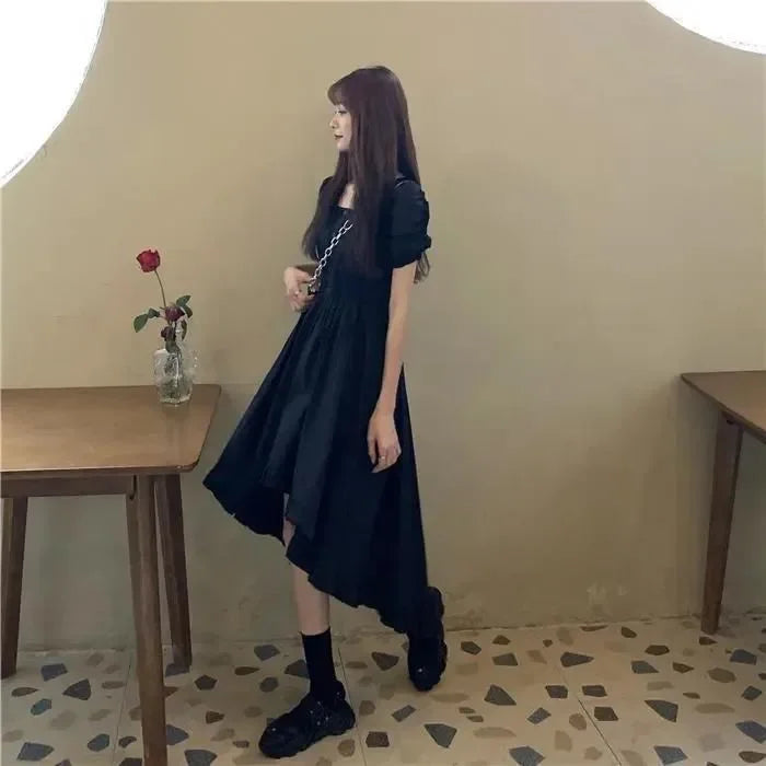 Black Dress Elegant Short Skirt Long Dress