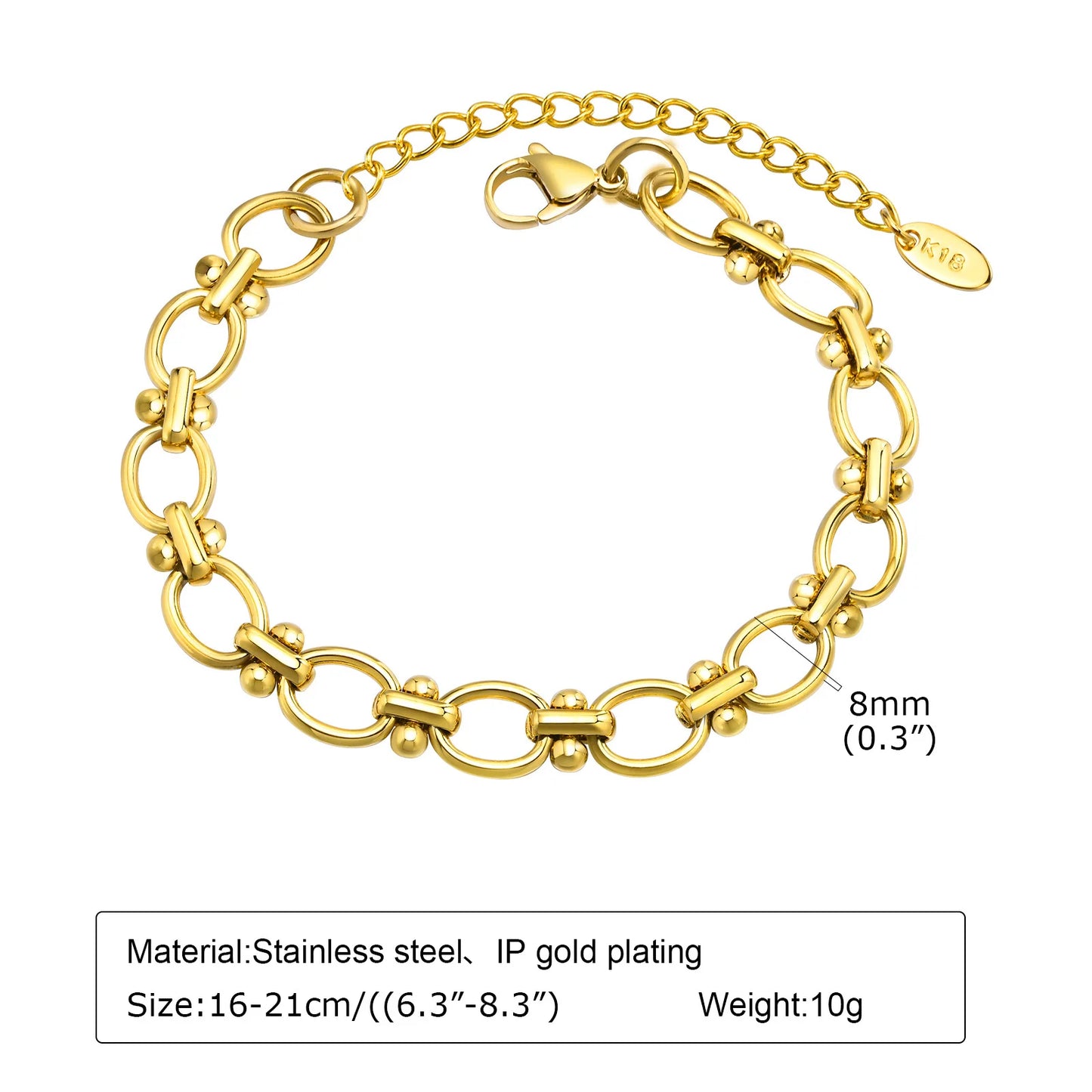 Gold Plated Layering Bracelets Wristband Waterproof Jewelry