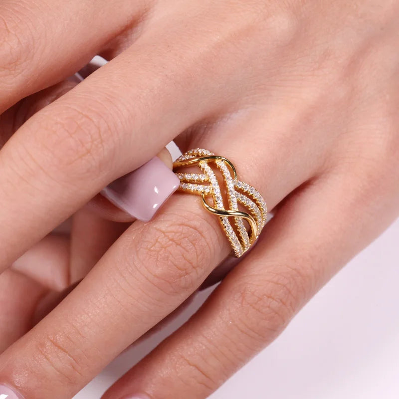 Hot Trendy Cross Rings Women Dazzling CZ