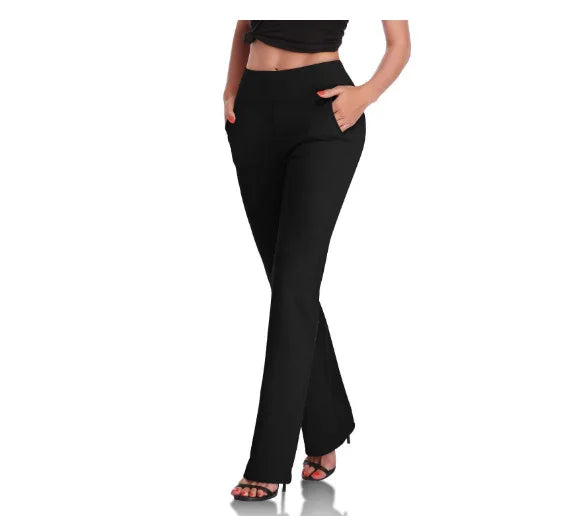 High Waist Work Pant Workout Leggings Straight Legs